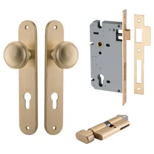 Paddington Knob Oval Backplate Entrance Kit w High Security Lock Brushed Brass by Iver, a Door Hardware for sale on Style Sourcebook