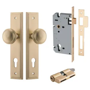 Paddington Knob Stepped Backplate Entrance Kit w High Security Lock Brushed Brass by Iver, a Door Hardware for sale on Style Sourcebook