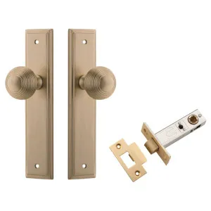 Guildford Knob Stepped Backplate Passage Kit Brushed Brass by Iver, a Door Hardware for sale on Style Sourcebook