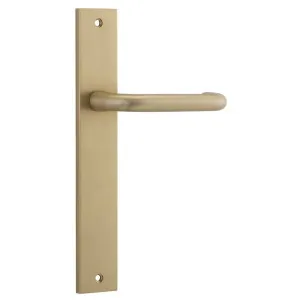 Oslo Lever Rectangular Backplate Brushed Brass by Iver, a Door Hardware for sale on Style Sourcebook