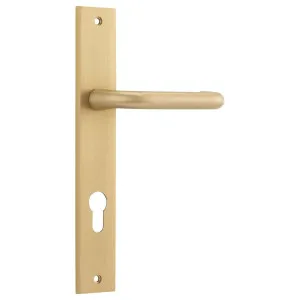 Oslo Lever Rectangular Backplate Brushed Brass by Iver, a Door Hardware for sale on Style Sourcebook