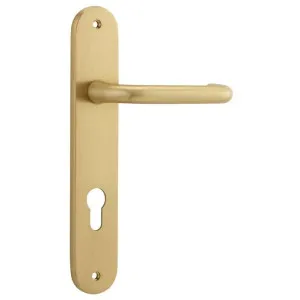 Oslo Lever Oval Backplate Brushed Brass by Iver, a Door Hardware for sale on Style Sourcebook