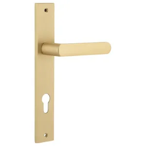 Osaka Lever Rectangular Backplate Brushed Brass by Iver, a Door Hardware for sale on Style Sourcebook