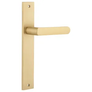 Osaka Lever Rectangular Backplate Brushed Brass by Iver, a Door Hardware for sale on Style Sourcebook