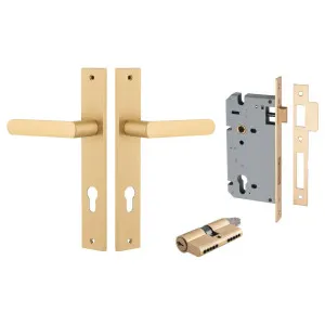 Osaka Lever Rectangular Backplate Entrance Kit w High Security Lock Brushed Brass by Iver, a Door Hardware for sale on Style Sourcebook
