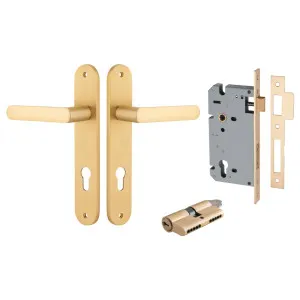 Osaka Lever Oval Backplate Entrance Kit w High Security Lock Brushed Brass by Iver, a Door Hardware for sale on Style Sourcebook