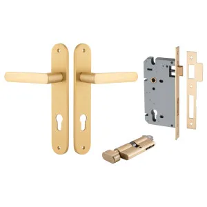 Osaka Lever Oval Backplate Entrance Kit w High Security Lock Brushed Brass by Iver, a Door Hardware for sale on Style Sourcebook