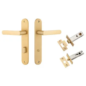 Osaka Lever Oval Backplate Privacy Kit w Privacy Turn Brushed Brass by Iver, a Door Hardware for sale on Style Sourcebook