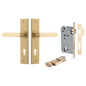 Osaka Lever Chamfered Backplate Entrance Kit w High Security Lock Brushed Brass by Iver, a Door Hardware for sale on Style Sourcebook