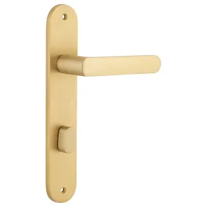 Osaka Lever Oval Backplate Brushed Brass by Iver, a Door Hardware for sale on Style Sourcebook