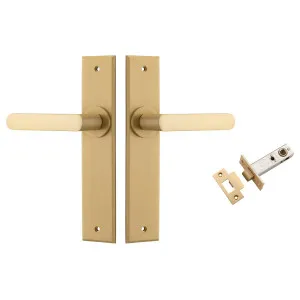 Osaka Lever Chamfered Backplate Passage Kit Brushed Brass by Iver, a Door Hardware for sale on Style Sourcebook