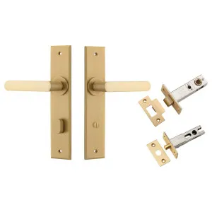 Osaka Lever Chamfered Backplate Privacy Kit w Privacy Turn Brushed Brass by Iver, a Door Hardware for sale on Style Sourcebook