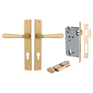 Copenhagen Lever Rectangular Backplate Entrance Kit w High Security Lock Brushed Brass by Iver, a Door Hardware for sale on Style Sourcebook