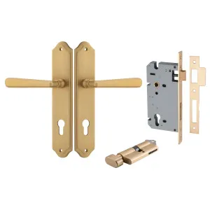 Copenhagen Lever Shouldered Backplate Entrance Kit w High Security Lock Brushed Brass by Iver, a Door Hardware for sale on Style Sourcebook