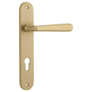 Copenhagen Lever Oval Backplate Brushed Brass by Iver, a Door Hardware for sale on Style Sourcebook