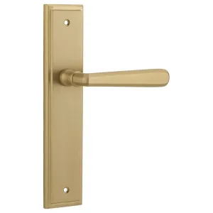 Copenhagen Lever Brushed Brass Stepped Backplate by Iver, a Door Hardware for sale on Style Sourcebook