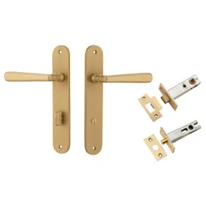 Copenhagen Lever Oval Backplate Privacy Kit w Privacy Turn Brushed Brass by Iver, a Door Hardware for sale on Style Sourcebook