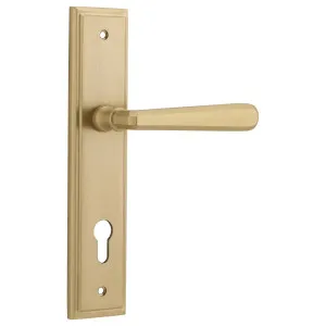 Copenhagen Lever Stepped Backplate Brushed Brass by Iver, a Door Hardware for sale on Style Sourcebook