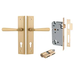Copenhagen Lever Stepped Backplate Entrance Kit w High Security Lock Brushed Brass by Iver, a Door Hardware for sale on Style Sourcebook