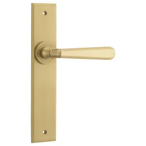 Copenhagen Lever Brushed Brass Chamfered Backplate by Iver, a Door Hardware for sale on Style Sourcebook