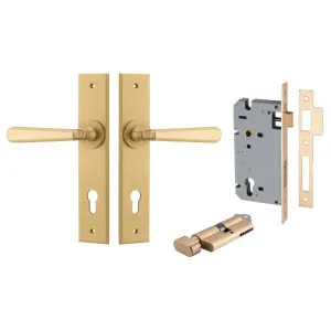 Copenhagen Lever Chamfered Backplate Passage Kit Brushed Brass by Iver, a Door Hardware for sale on Style Sourcebook