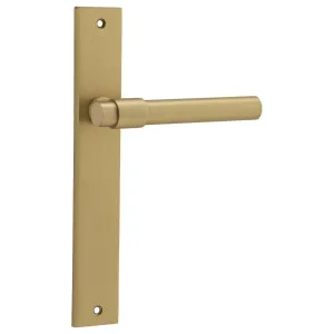 Helsinki Lever Rectangular Backplate Brushed Brass by Iver, a Door Hardware for sale on Style Sourcebook