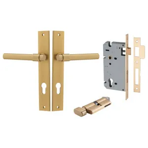 Helsinki Lever Rectangular Backplate Entrance Kit w High Security Lock Brushed Brass by Iver, a Door Hardware for sale on Style Sourcebook