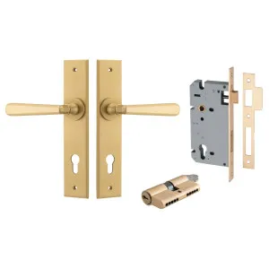 Copenhagen Lever Chamfered Backplate Entrance Kit w High Security Lock Brushed Brass by Iver, a Door Hardware for sale on Style Sourcebook