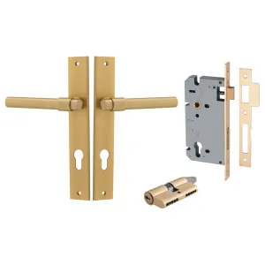 Helsinki Lever Rectangular Backplate Entrance Kit w High Security Lock Brushed Brass by Iver, a Door Hardware for sale on Style Sourcebook