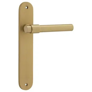 Helsinki Lever Oval Backplate Brushed Brass by Iver, a Door Hardware for sale on Style Sourcebook