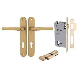 Helsinki Lever Oval Backplate Entrance Kit w High Security Lock Brushed Brass by Iver, a Door Hardware for sale on Style Sourcebook