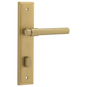 Helsinki Lever Stepped Backplate Brushed Brass by Iver, a Door Hardware for sale on Style Sourcebook