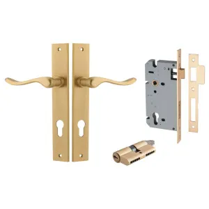 Stirling Lever Rectangular Backplate Entrance Kit w High Security Lock Brushed Brass by Iver, a Door Hardware for sale on Style Sourcebook