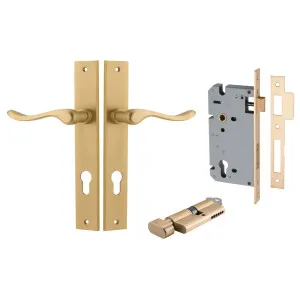 Stirling Lever Rectangular Backplate Entrance Kit w High Security Lock Brushed Brass by Iver, a Door Hardware for sale on Style Sourcebook