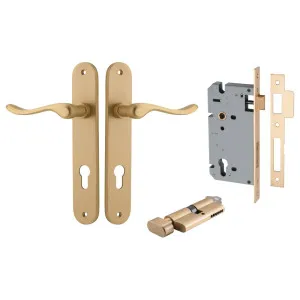 Stirling Lever Oval Backplate Entrance Kit w High Security Lock Brushed Brass by Iver, a Door Hardware for sale on Style Sourcebook