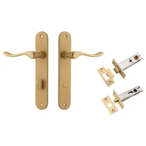 Stirling Lever Oval Backplate Privacy Kit w Privacy Turn Brushed Brass by Iver, a Door Hardware for sale on Style Sourcebook