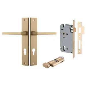 Baltimore Lever Rectangular Backplate Entrance Kit w High Security Lock Brushed Brass by Iver, a Door Hardware for sale on Style Sourcebook