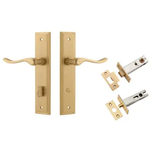 Stirling Lever Stepped Backplate Privacy Kit w Privacy Turn Brushed Brass by Iver, a Door Hardware for sale on Style Sourcebook