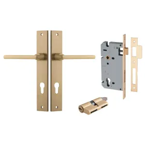 Baltimore Lever Rectangular Backplate Entrance Kit w High Security Lock Brushed Brass by Iver, a Door Hardware for sale on Style Sourcebook