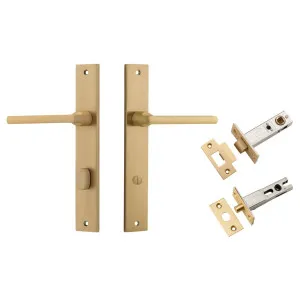 Baltimore Lever Rectangular Backplate Privacy Kit w Privacy Turn Brushed Brass by Iver, a Door Hardware for sale on Style Sourcebook
