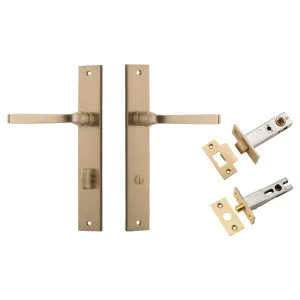 Annecy Lever Rectangular Backplate Privacy Kit w Privacy Turn Brushed Brass by Iver, a Door Hardware for sale on Style Sourcebook