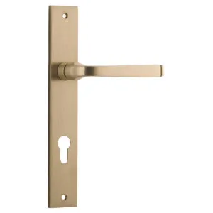 Annecy Lever Rectangular Backplate Brushed Brass by Iver, a Door Hardware for sale on Style Sourcebook