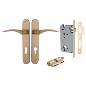Oxford Lever Oval Backplate Entrance Kit with High Security Lock Brushed Brass by Iver, a Door Hardware for sale on Style Sourcebook