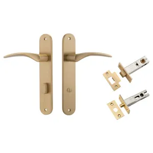 Oxford Lever Oval Backplate Privacy Kit w Privacy Turn Brushed Brass by Iver, a Door Hardware for sale on Style Sourcebook