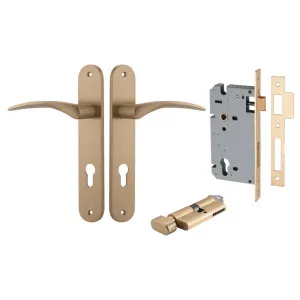 Oxford Lever Oval Backplate Entrance Kit w High Security Lock Brushed Brass by Iver, a Door Hardware for sale on Style Sourcebook