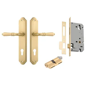 Sarlat Lever Shouldered Backplate Entrance Kit w High Security Lock Brushed Gold PVD by Iver, a Door Hardware for sale on Style Sourcebook