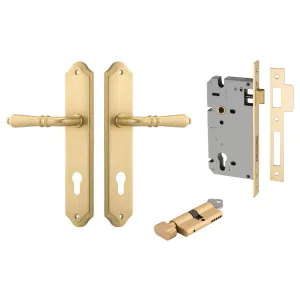 Sarlat Lever Shouldered Backplate Entrance Kit w High Security Lock Brushed Gold PVD by Iver, a Door Hardware for sale on Style Sourcebook