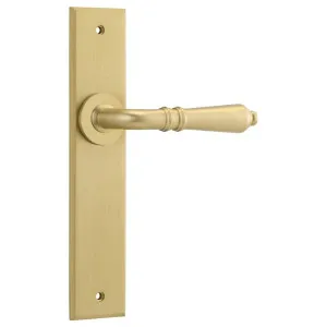 Sarlat Lever Brushed Gold Pvd Chamfered Backplate by Iver, a Door Hardware for sale on Style Sourcebook