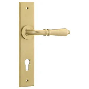 Sarlat Lever Brushed Gold Pvd Chamfered Backplate by Iver, a Door Hardware for sale on Style Sourcebook