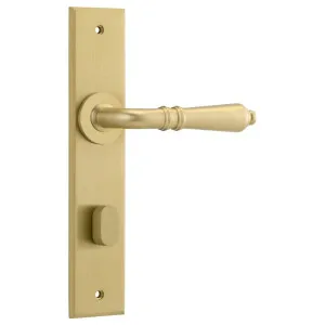 Sarlat Lever Brushed Gold Pvd Chamfered Backplate by Iver, a Door Hardware for sale on Style Sourcebook